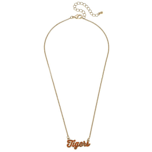 Canvas Clemson Tigers Pave Autograph Enamel Necklace in Orange Canvas Clemson Tigers Pave Autograph Enamel Necklace in Orange