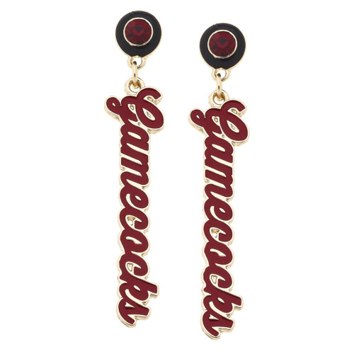 Canvas South Carolina Gamecocks Autograph Enamel Earrings in Garnet