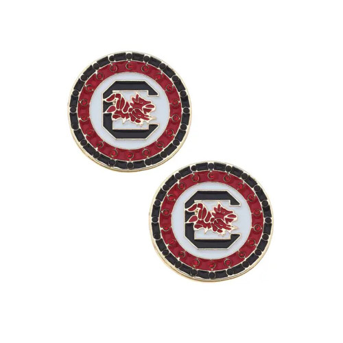 Canvas South Carolina Gamecocks Pave Disc Stud Earrings