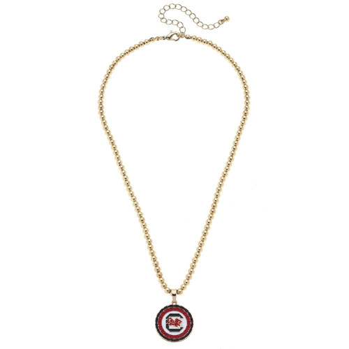 Canvas South Carolina Gamecocks Pave Disc Necklace in Shiny Gold Canvas South Carolina Gamecocks Pave Disc Necklace in Shiny Gold