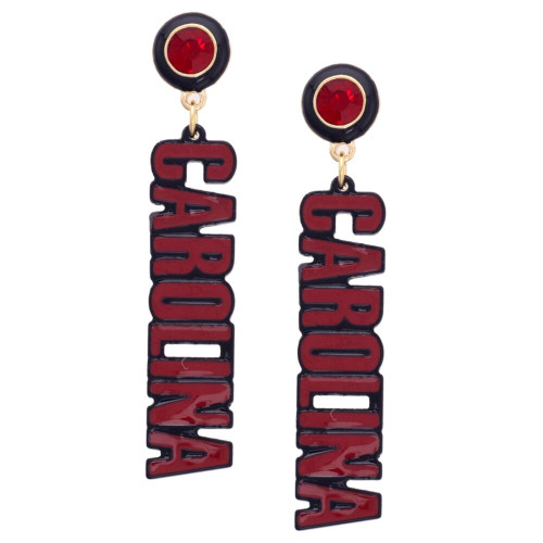 Canvas South Caroline Gamecocks Resin Block Letter Earrings