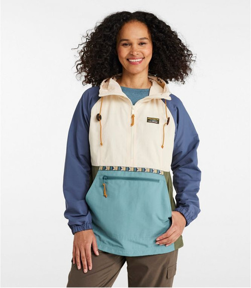 L.L. Bean Women's Mountain Classic Anorak - Natural/Mineral Blue L.L. Bean Women's Mountain Classic Anorak - Natural/Mineral Blue