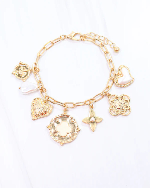 Caroline Hill Callaway Charm Bracelet Worn Gold Caroline Hill Callaway Charm Bracelet Worn Gold