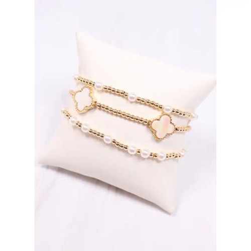 Caroline Hill Barnes Clover Bracelet Set Gold Caroline Hill Barnes Clover Bracelet Set Gold