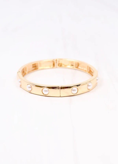 Caroline Hill Addy Stretch Bracelet with Pearls Gold Caroline Hill Addy Stretch Bracelet with Pearls Gold