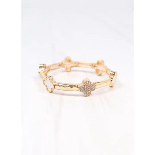 Caroline Hill Vivane Clover Stretch Bracelet Gold Caroline Hill Vivane Clover Stretch Bracelet Gold