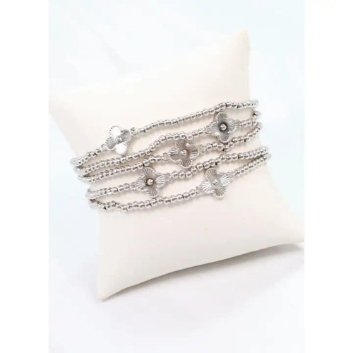 Caroline Hill Branden Clover Bracelet Set Silver Caroline Hill Branden Clover Bracelet Set Silver