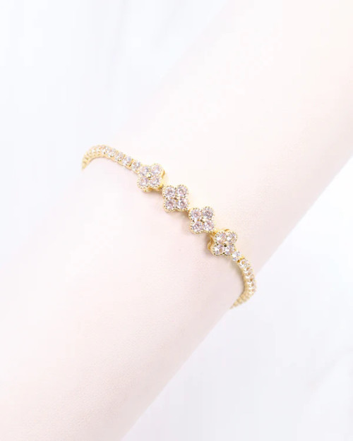 Caroline Hill Avery CZ Flower Bracelet Gold Caroline Hill Avery CZ Flower Bracelet Gold
