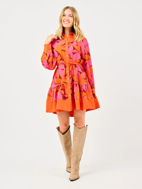 Mary Square Women's Maya Dress - Glow Over Fire