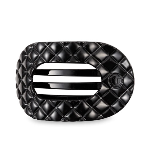 Teleties Jet Black Quilted Large Flat Round Hair Clip Teleties Jet Black Quilted Large Flat Round Hair Clip