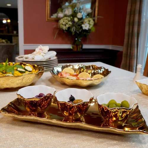 Certified International Gold Coast 4 Pc. Tray W Bowls Certified International Gold Coast 4 Pc. Tray W Bowls