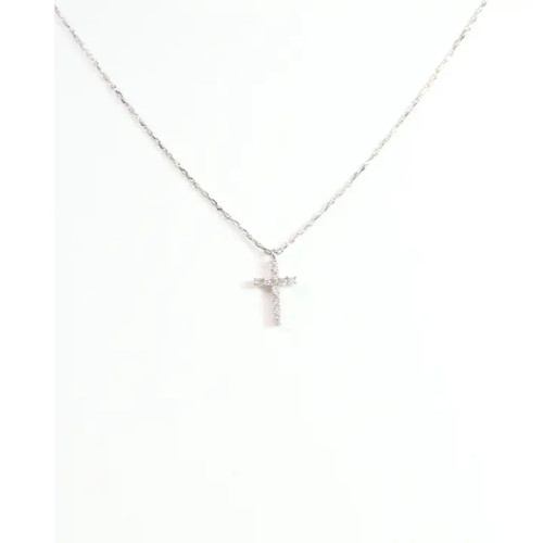 Caroline Hill Nouwen Cz Cross Necklace Silver