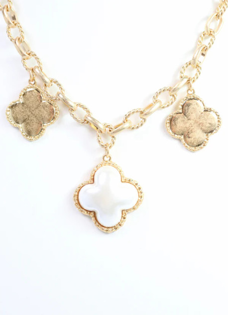 Caroline Hill Jasmine Clover Necklace Worn Gold Caroline Hill Jasmine Clover Necklace Worn Gold