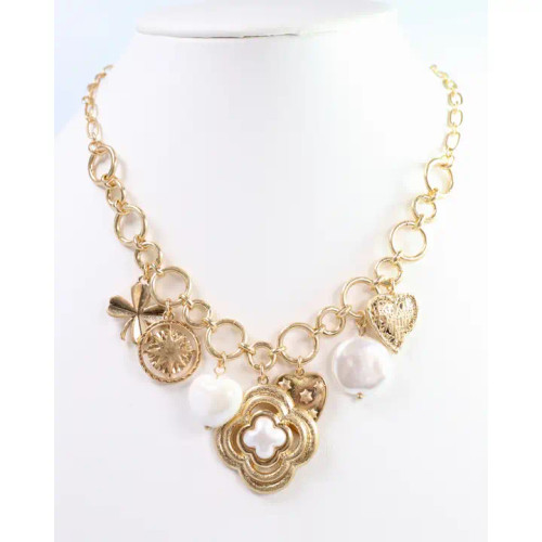 Caroline Hill Duchess Charm Necklace Worn Gold Caroline Hill Duchess Charm Necklace Worn Gold