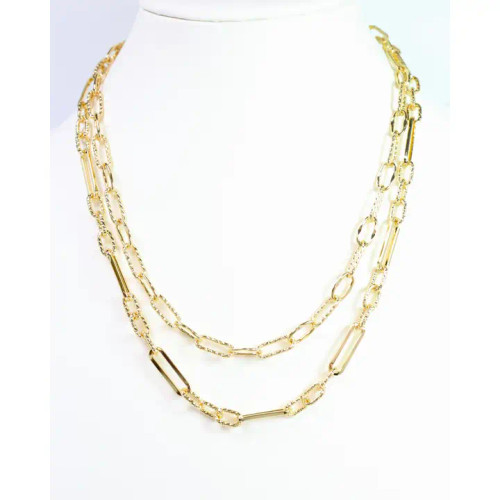 Caroline Hill Lindstrom Textured Link Necklace Gold