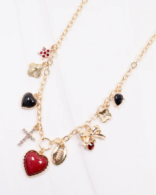 Caroline Hill Bentley Charm Necklace - Garnet & Black Caroline Hill Bentley Charm Necklace - Garnet & Black