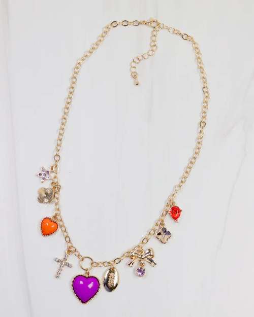 Caroline Hill Bentley Charm Necklace - Purple & Orange Caroline Hill Bentley Charm Necklace - Purple & Orange