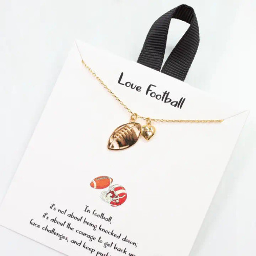 Caroline Hill Love Football Necklace Gold