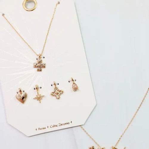 Caroline Hill Cross My Heart Charm Necklace Set Gold Caroline Hill Cross My Heart Charm Necklace Set Gold
