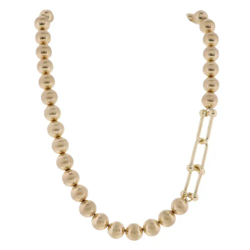 Jane Marie Gold Beaded Necklace with Link Accents
