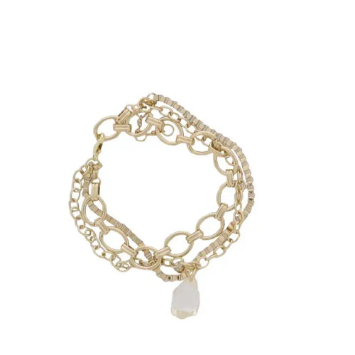 Jane Marie Gold Box, Oval Link Chain Bracelet with Teardrop Charm