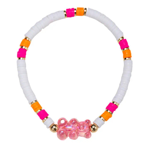 Jane Marie Kids White, Orange, Pink Beaded Bracelet with Gummy Bear