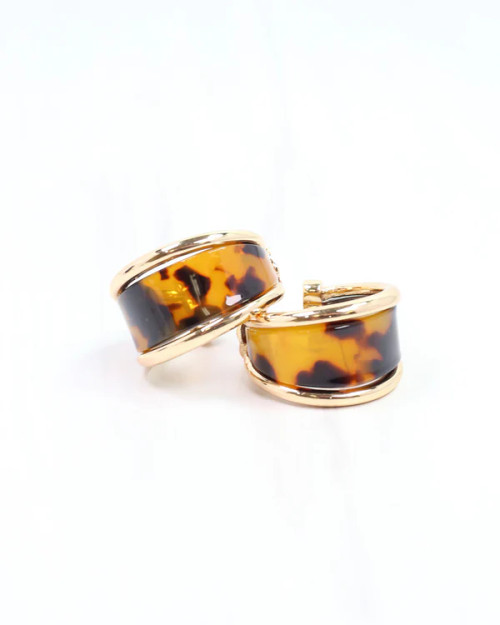 Caroline Hill Daphne Gold Trimmed Hoop Tortoise