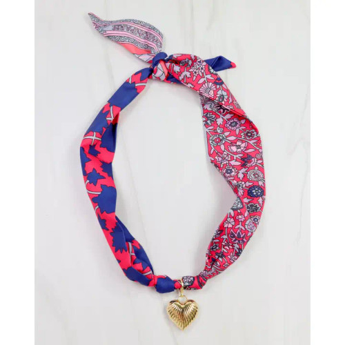 Caroline Hill Lillie Scarf Necklace - Navy Red
