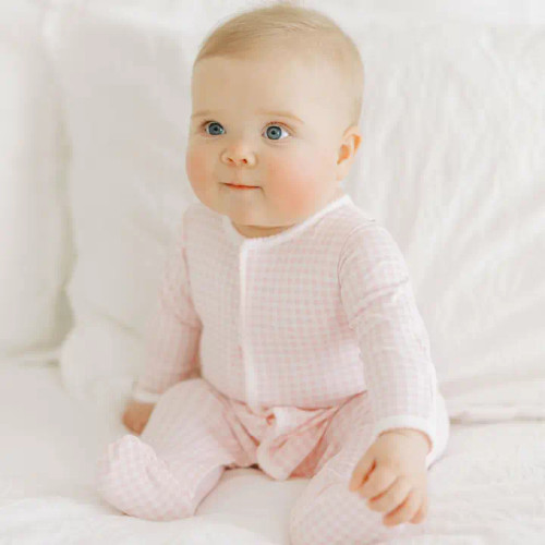 Magnolia Baby Mini Checks Footie - Pink Magnolia Baby Mini Checks Footie - Pink
