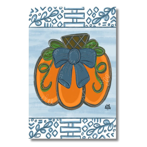 DK Designs Blue Chinoiserie Pumpkin Garden Glam Flag DK Designs Blue Chinoiserie Pumpkin Garden Glam Flag