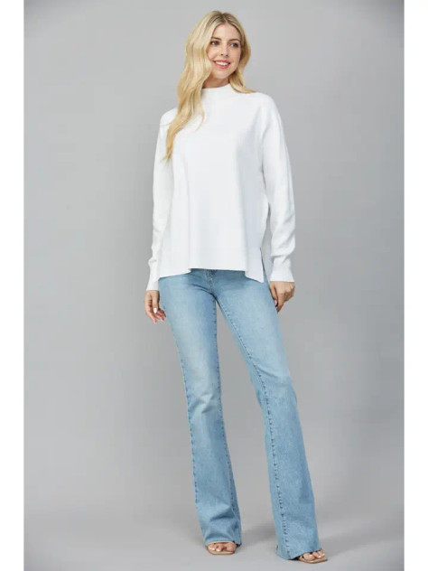 Fate Cream Mock Neck Knit Sweater Fate Cream Mock Neck Knit Sweater