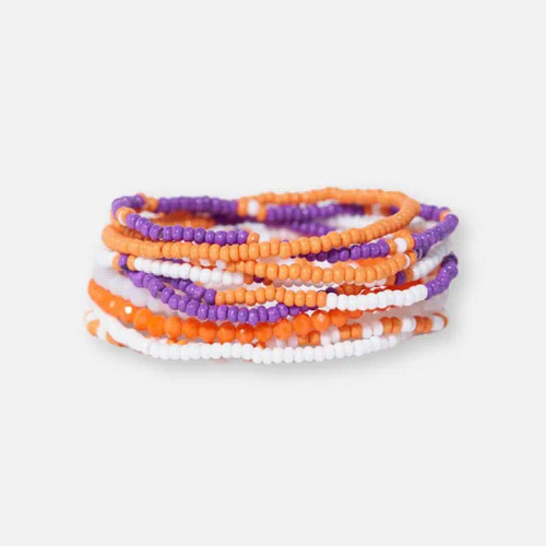 Ink + Alloy Game Day Color Block Beaded 10 Strand Stretch Bracelets Orange and Purple Ink + Alloy Game Day Color Block Beaded 10 Strand Stretch Bracelets Orange and Purple