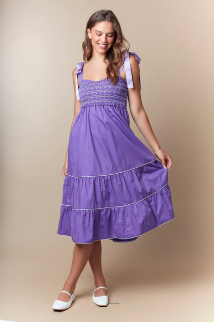 Fantastic Fawn Smocked Midi Dress - Purple Fantastic Fawn Smocked Midi Dress - Purple