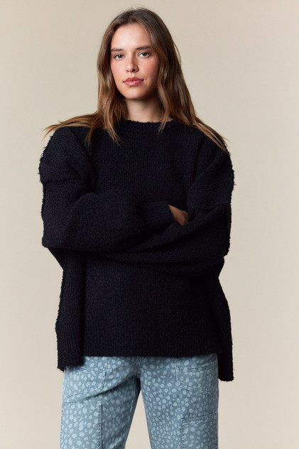 Fantastic Fawn Black Long Sleeve Knit Sweater Top Fantastic Fawn Black Long Sleeve Knit Sweater Top