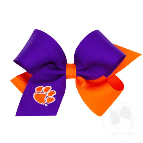 College Hair Bows Clemson Medium Two-Toned Embroidered Hair Bow College Hair Bows Clemson Medium Two-Toned Embroidered Hair Bow