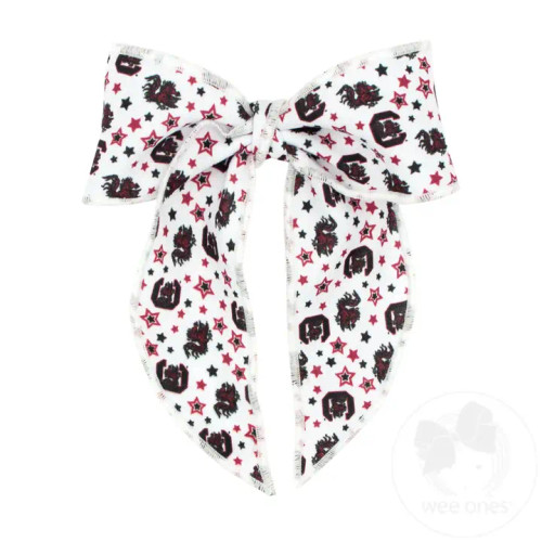 College Hair Bows USC Medium Logo Print Bowtie with Tails College Hair Bows USC Medium Logo Print Bowtie with Tails