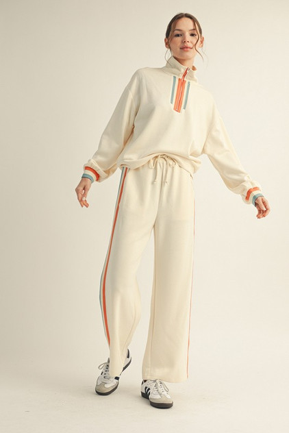 Jodifl Cream Colorblock Trim Accent Sweatpants Jodifl Cream Colorblock Trim Accent Sweatpants