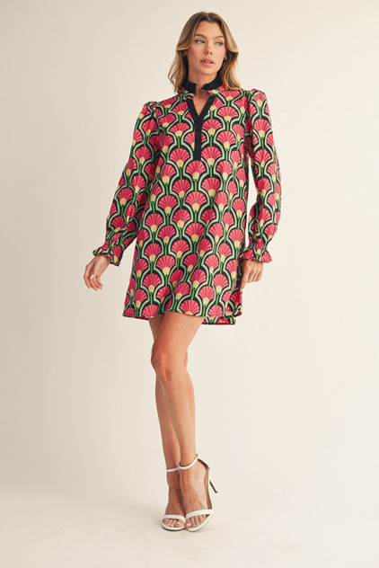 Jodifl Puff Shoulder Boho Floral A-line Dress Jodifl Puff Shoulder Boho Floral A-line Dress