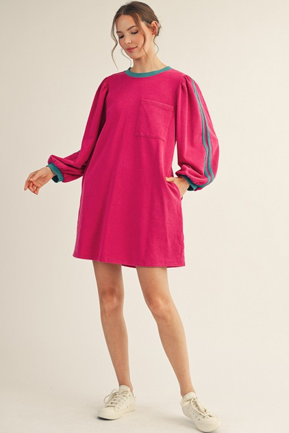 Jodifl Magenta Washed Sweatshirt Dress Jodifl Magenta Washed Sweatshirt Dress