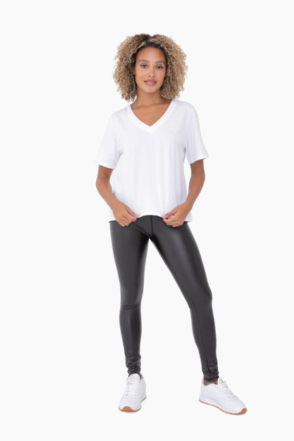Mono B Pima Cotton Blend V-Neck Tee - White Mono B Pima Cotton Blend V-Neck Tee - White