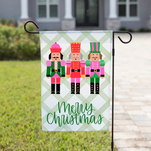 The Navy Knot Christmas Garden Flag - Preppy Nutcrackers