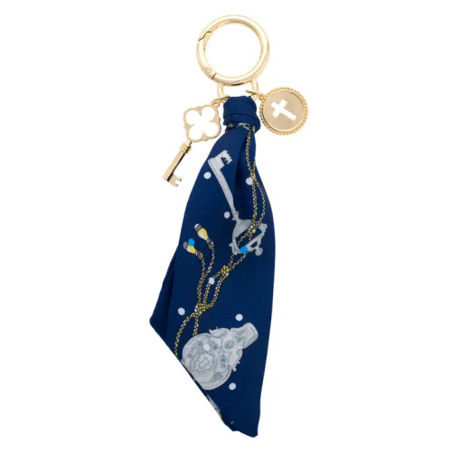 Canvas Elodie Cross Coin Scarf Bag Charm in Navy Canvas Elodie Cross Coin Scarf Bag Charm in Navy