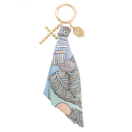 Canvas Louisa Beaded Cross Scarf Bag Charm in Pastel Multi Canvas Louisa Beaded Cross Scarf Bag Charm in Pastel Multi