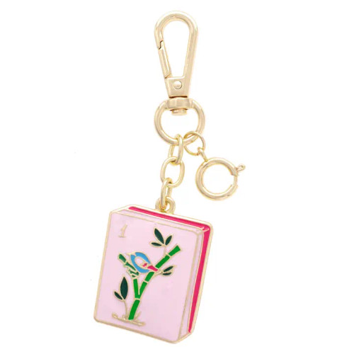 Canvas Mahjong Tile Enamel Bag Charm in Pink Canvas Mahjong Tile Enamel Bag Charm in Pink