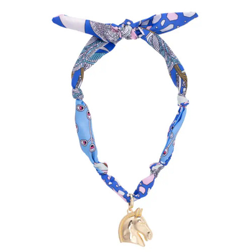Canvas Ash Horse Head Scarf Necklace in Light Blue/Light Pink/White Canvas Ash Horse Head Scarf Necklace in Light Blue/Light Pink/White