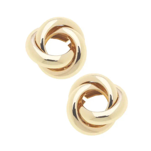 Canvas Diana Knot Stud Earrings in Shiny Gold Canvas Diana Knot Stud Earrings in Shiny Gold