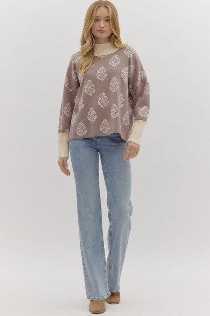 Entro Women's Botanica Long Sleeve Knit Top - Mocha Entro Women's Botanica Long Sleeve Knit Top - Mocha