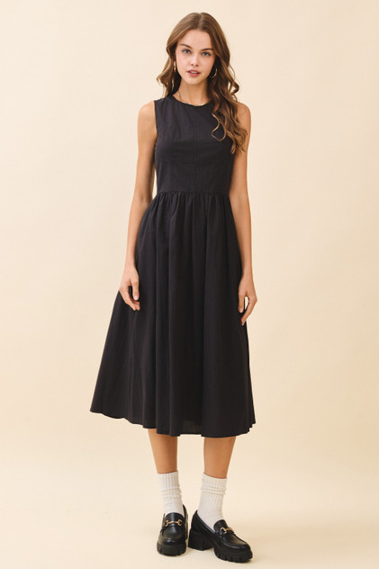 TCEC Black Sleeveless Fitted Bodice A Line Silhouette Dress TCEC Black Sleeveless Fitted Bodice A Line Silhouette Dress