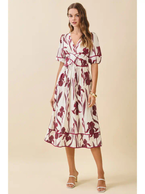 TCEC Burgundy Short Puff Sleeve Dress TCEC Burgundy Short Puff Sleeve Dress