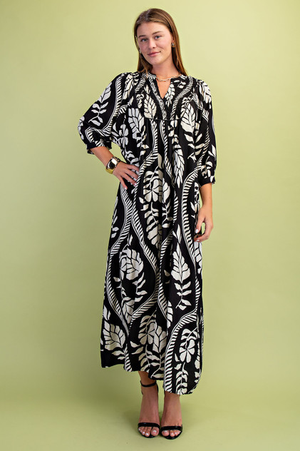 GiGiO Printed Puff Sleeve Midi Dress GiGiO Printed Puff Sleeve Midi Dress